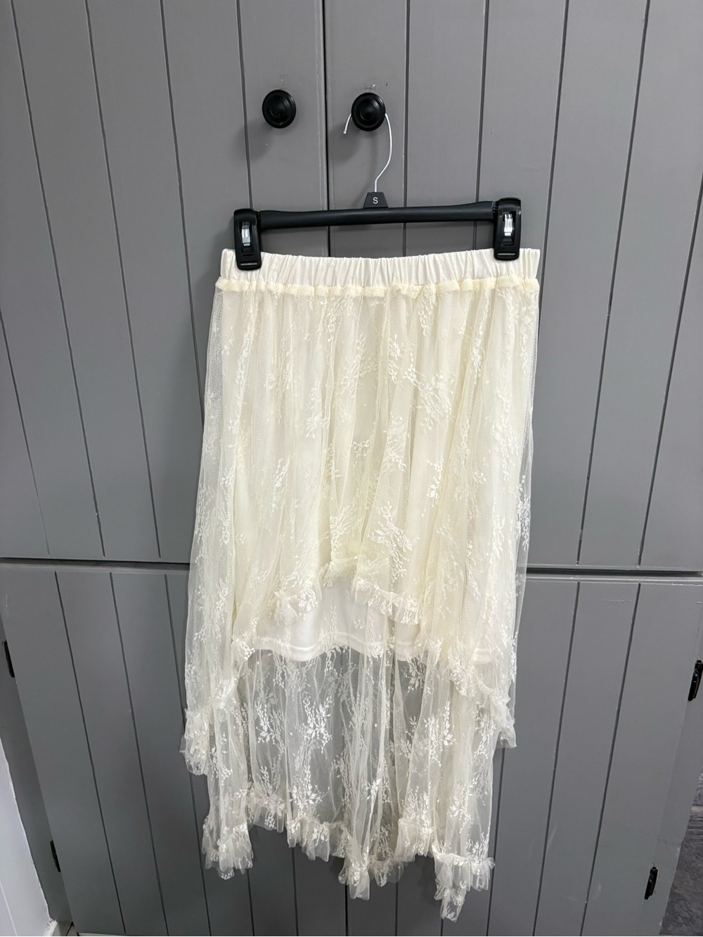 Ivory Lace High-Low Skirt